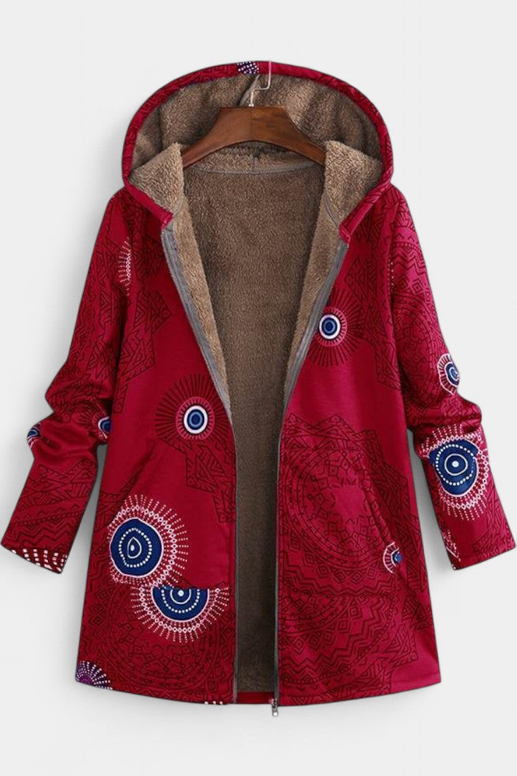 Winter Hooded Coat with April Floral Print