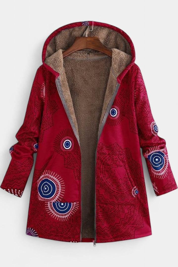 Winter Hooded Coat with April Floral Print