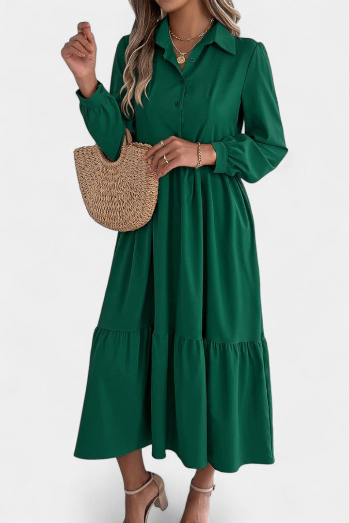Long Sleeve Tiered Shirt Dress by Jessica Long