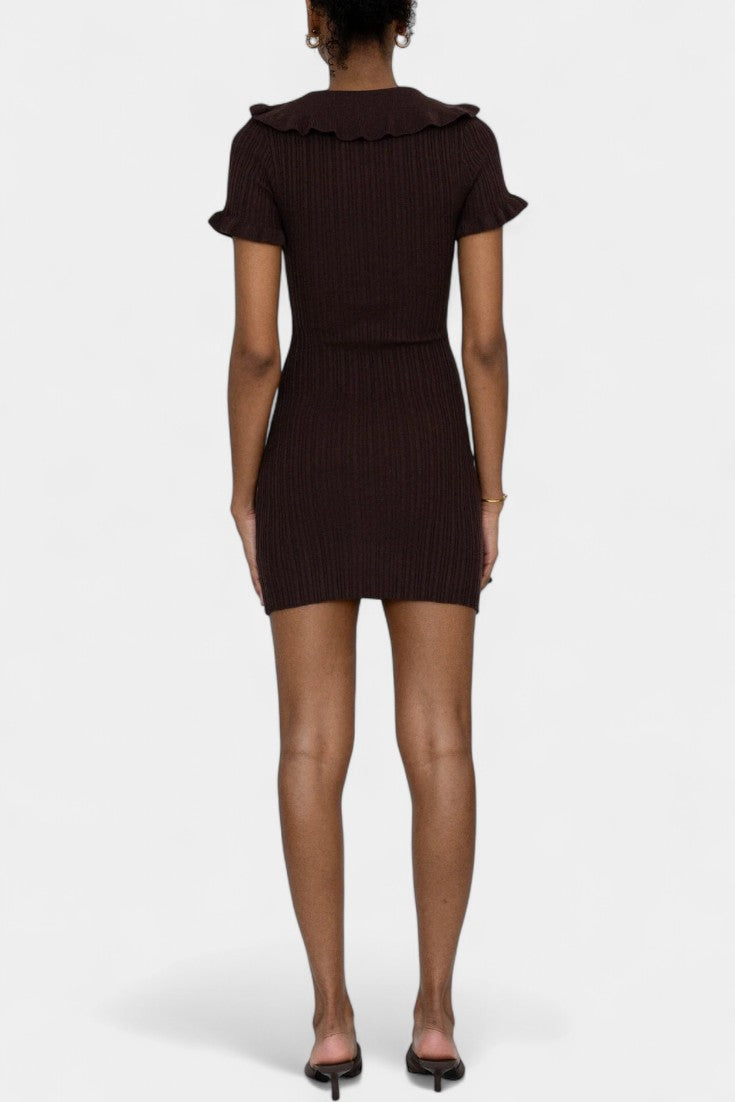 Rowan Braided Knit Dress Featuring a Defined Waist and Flared Skirt
