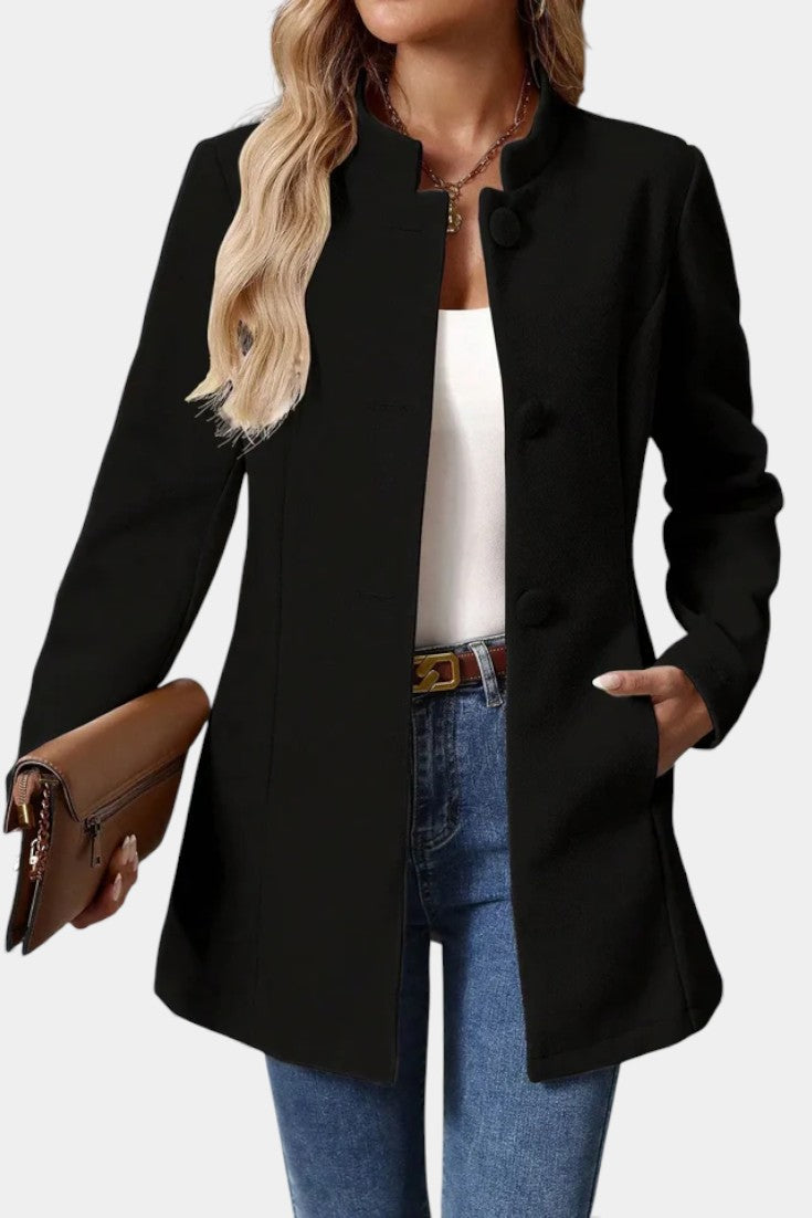 Lyana Long Sleeve Overcoat with High Collar