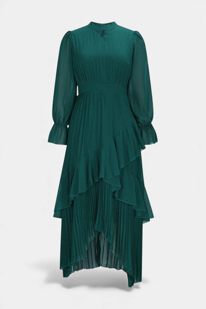 Graziella Chic Pleated Ruffle Dress