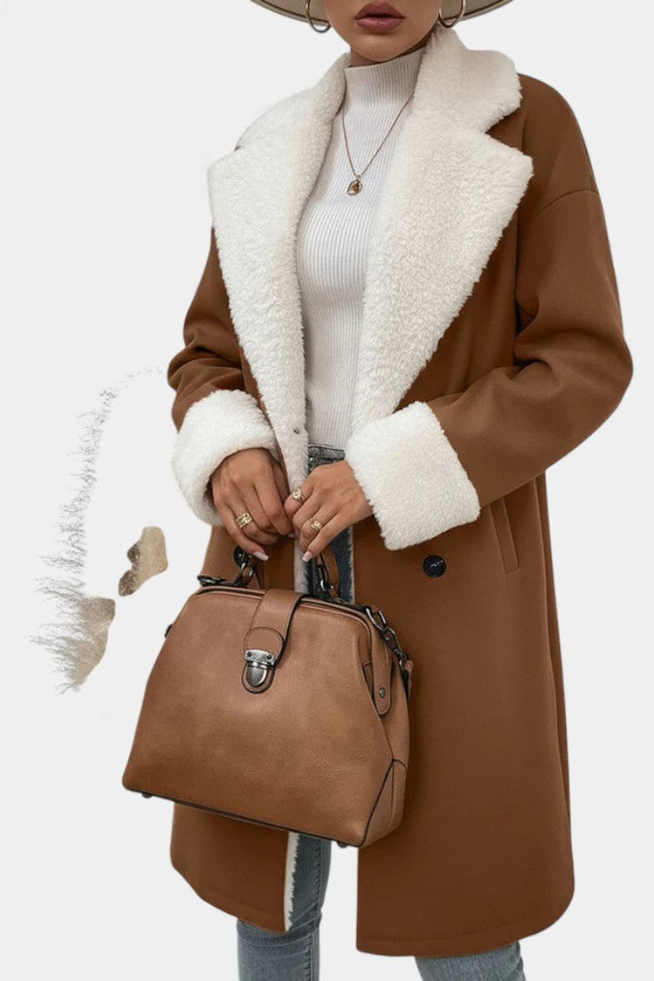 Romina Mid-Length Tailored Coat Featuring Cozy Fleece Lining