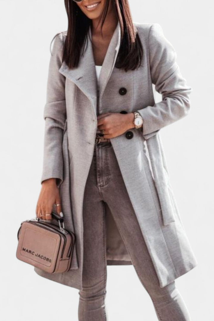 Kaya Belted Long Trench Coat with Straight Fit