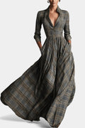 Philae Elegant Flared Dress Featuring a Sophisticated Tartan Design