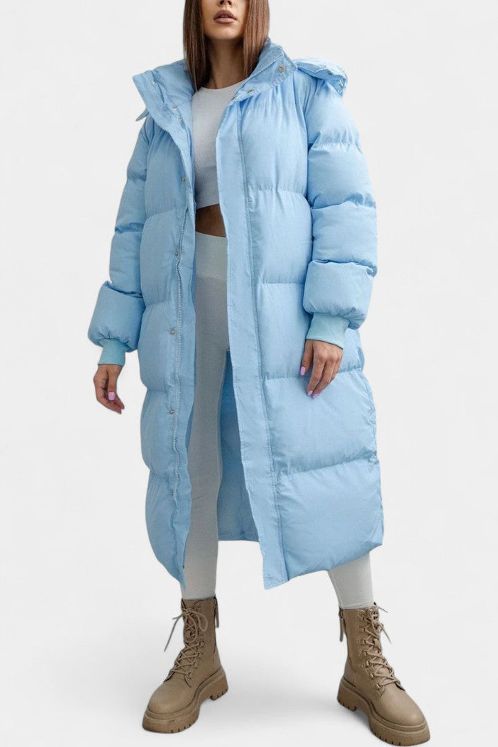 Razel Women's Adjustable Hooded Puffer Coat with Elegant Silhouette