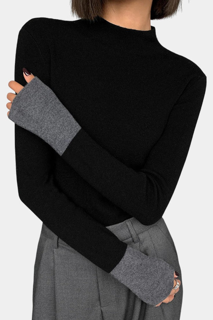 Maiwenn Long Sleeve Knit Top Featuring Contrasting Cuffs