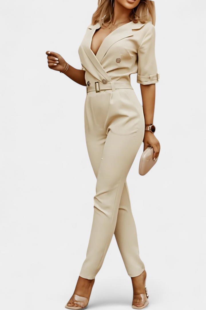 Vivienne V-Neck Jumpsuit with Elegant Flowing Design