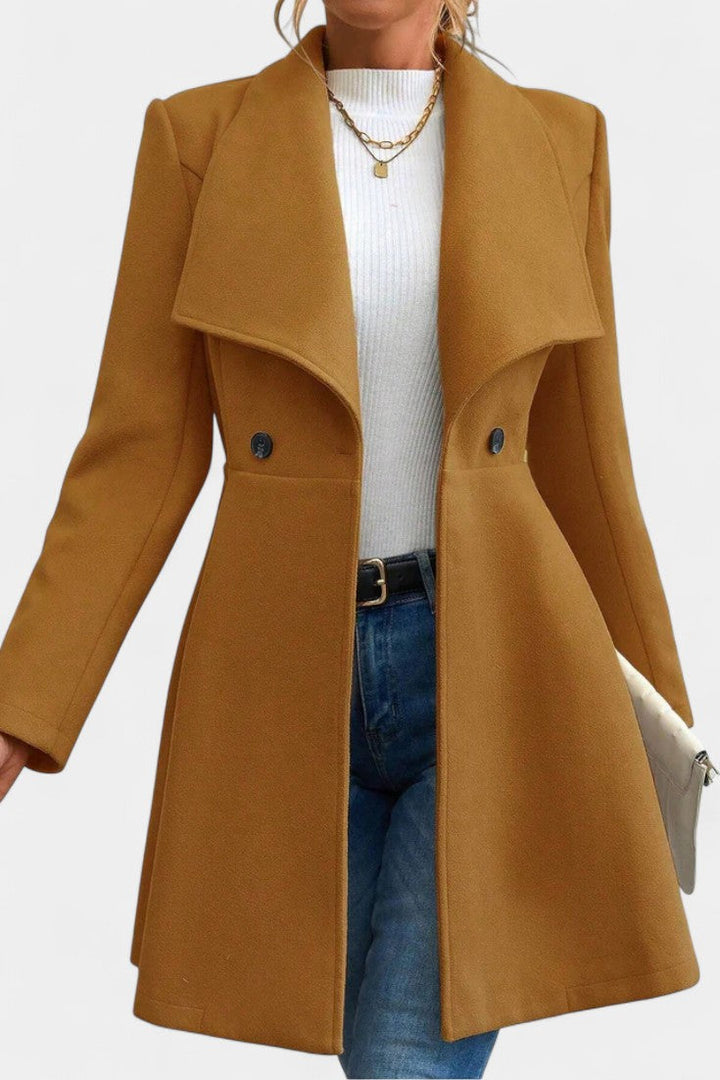 Floriane Double-Breasted Reversible Peplum Coat