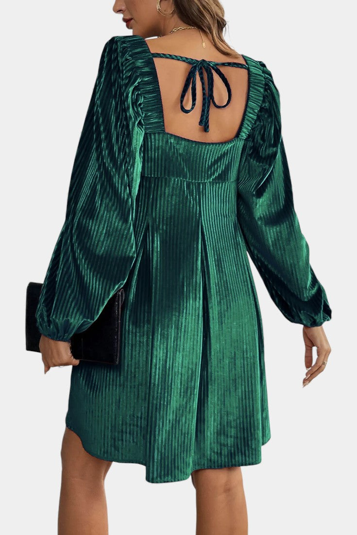 Pleated Velvet Midi Dress by Adrenia