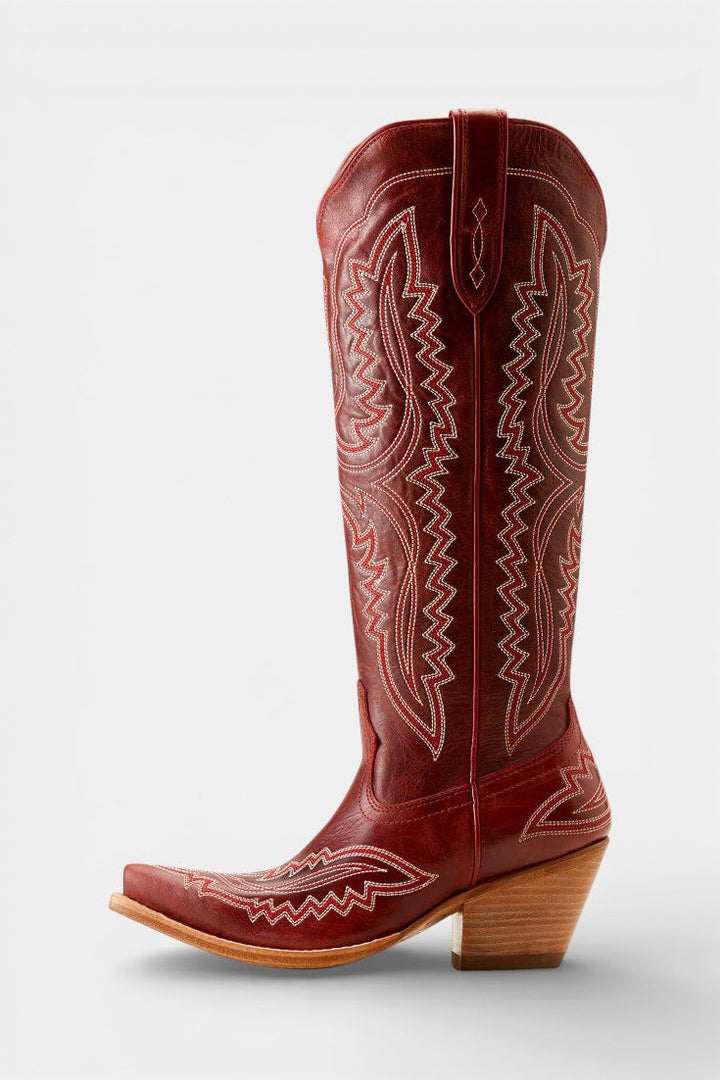 Zélie Retro Western Embroidered Pointed Toe Booties