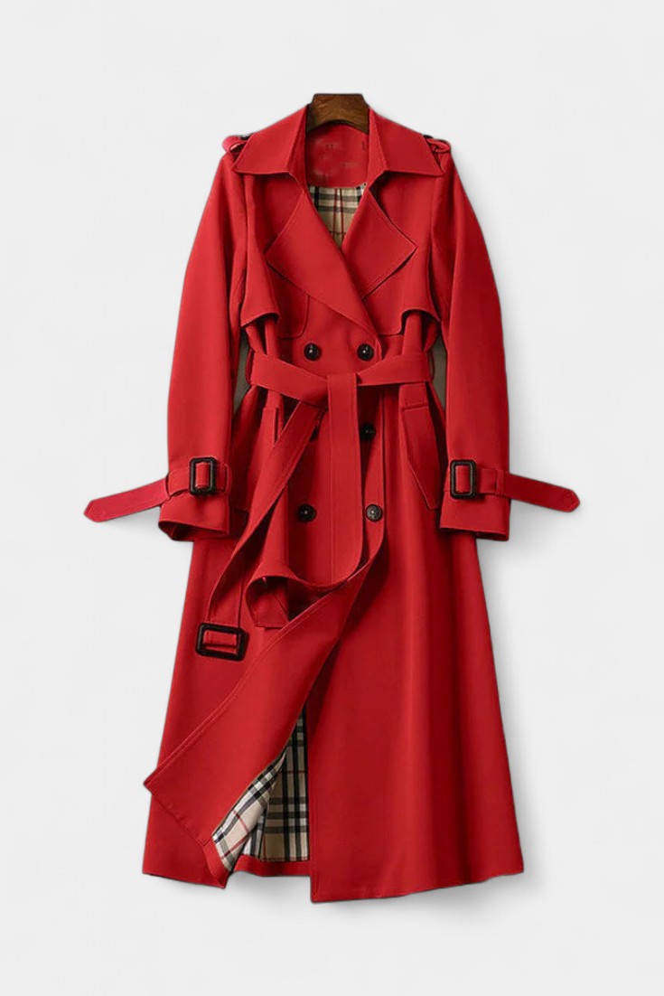 Double-Breasted Long Coat with Belt by Romane