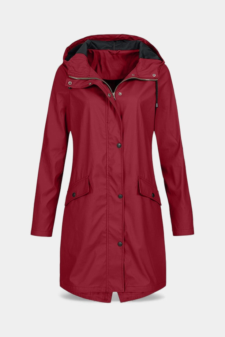 Beige Carmélia Long Waterproof Parka with Adjustable Hood