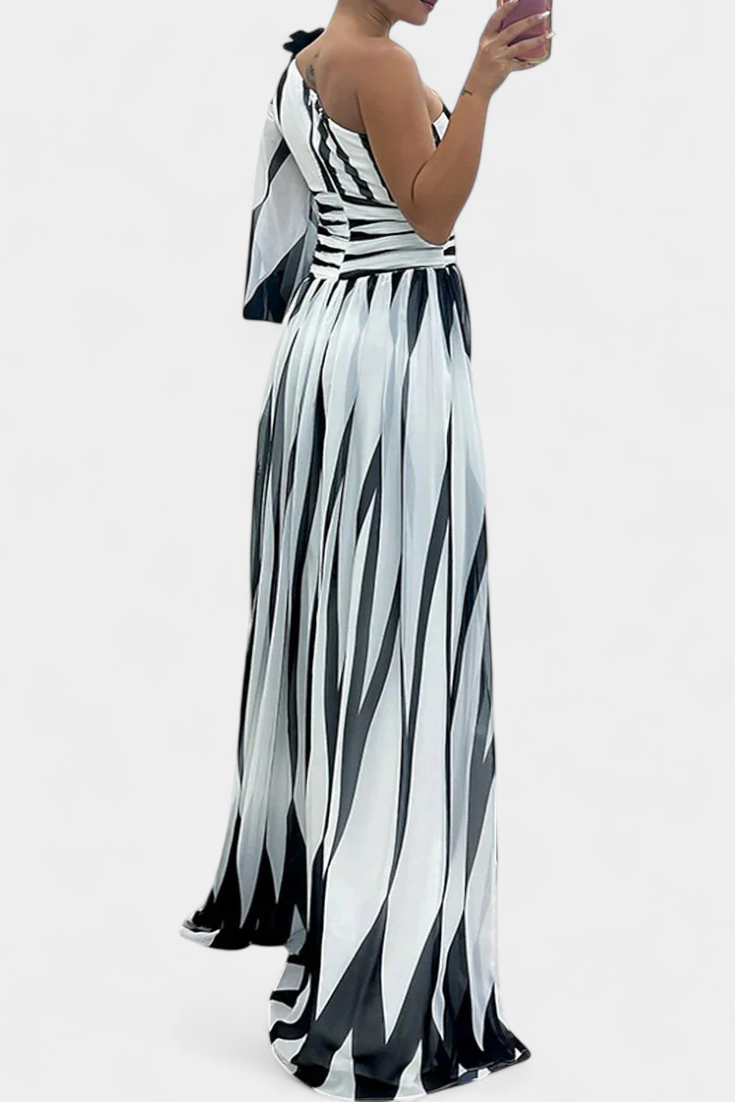 Bethania Striped Asymmetrical Maxi Robe