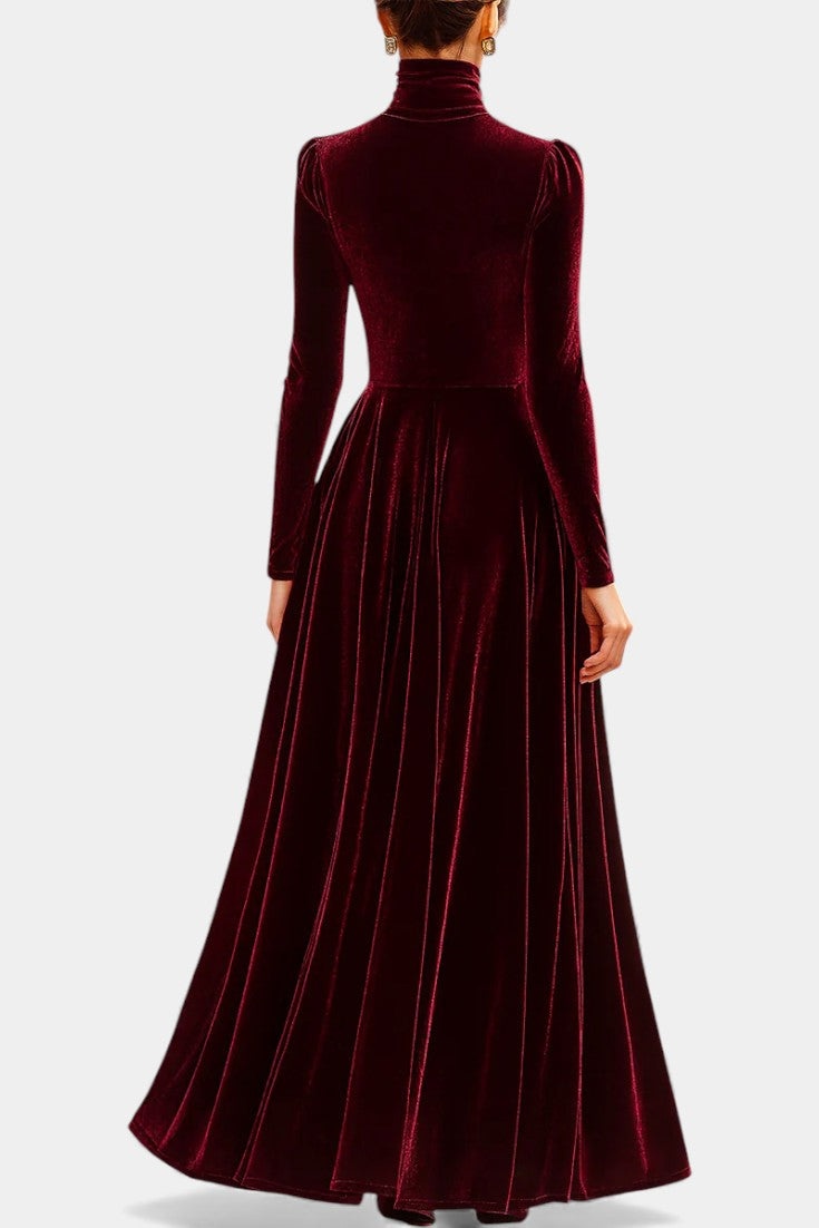 Orphise Long Sleeve Bordeaux Maxi Dress