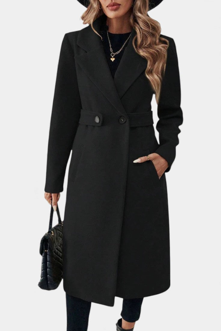 Hédia Classic Long Reversible Double-Breasted Overcoat