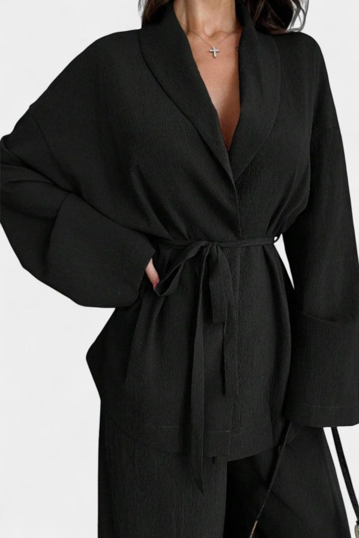 Amy V-Neck Blazer and Flared Pants Set