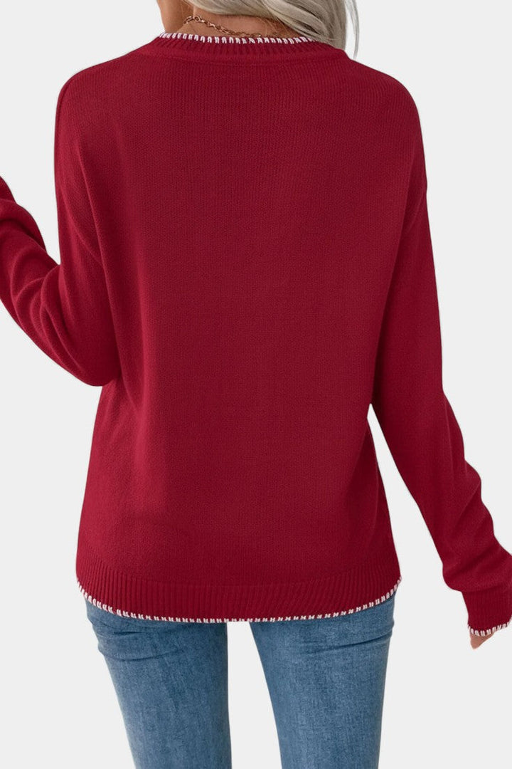 Cécile Festive Bow Pattern Sweater