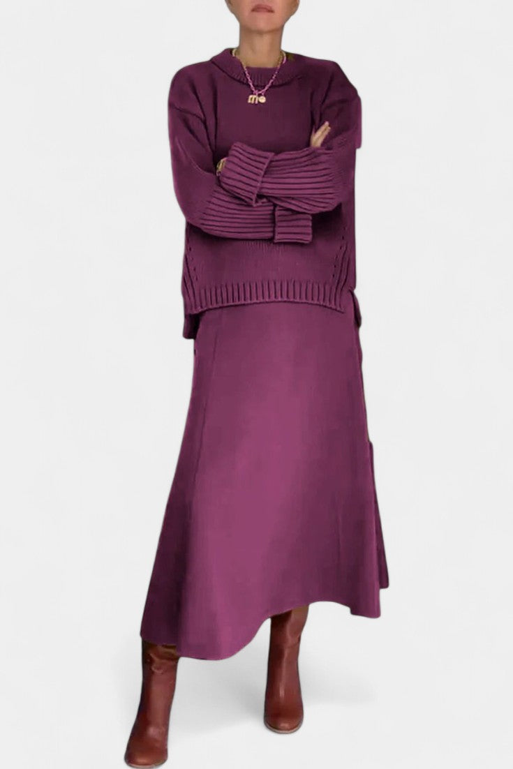 Patricia High Neck Sweater and Ribbed Maxi Skirt Set