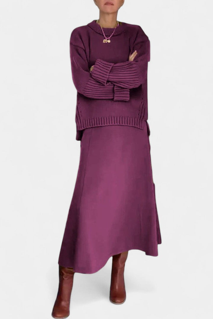 Patricia High Neck Sweater and Ribbed Maxi Skirt Set