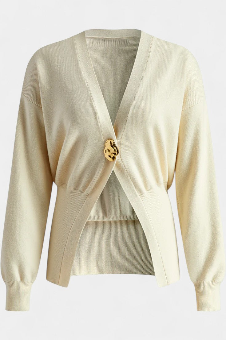 Solferina Regular Fit Golden Sweater with Subtle Texture