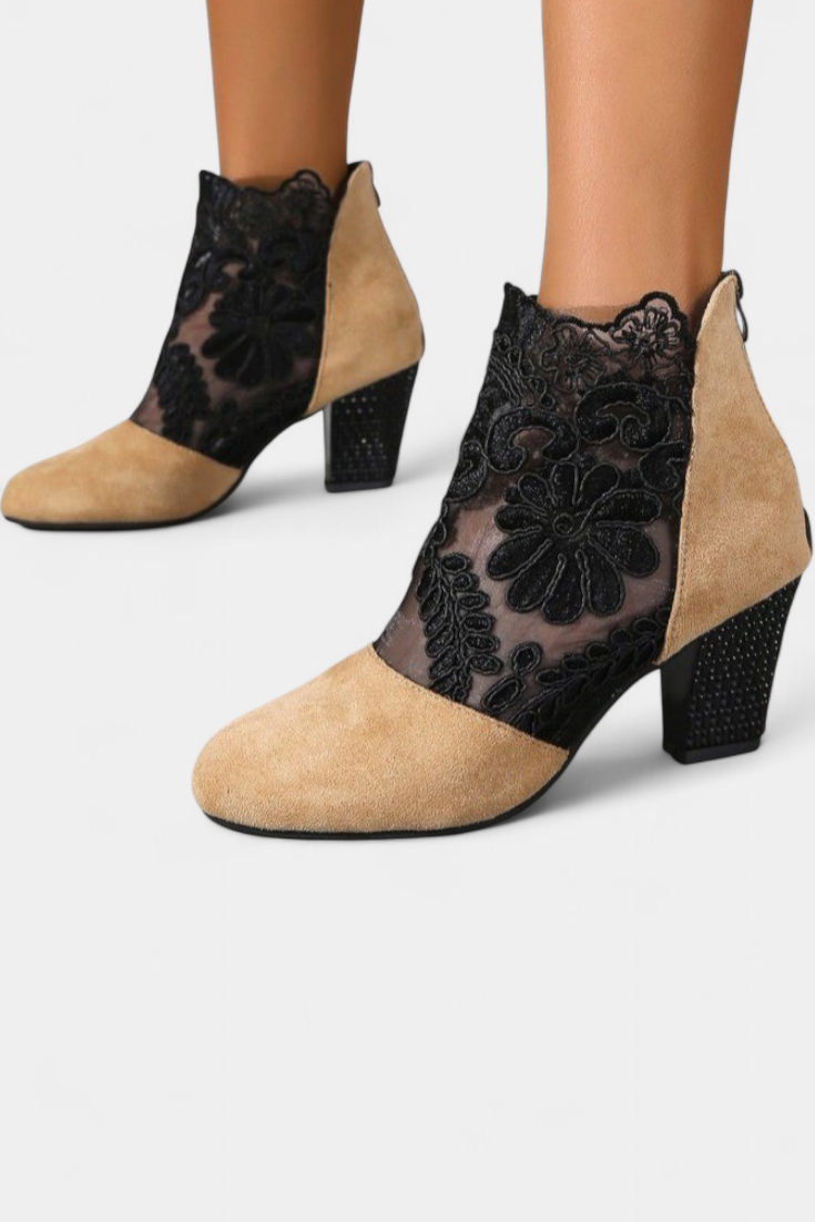 Elegant Floral Lace Heels by Alaine
