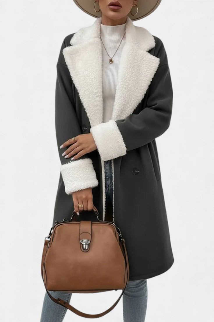 Romina Mid-Length Tailored Coat Featuring Cozy Fleece Lining