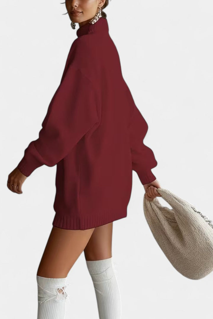 Pull Ample Uni à Col Montant Enriette