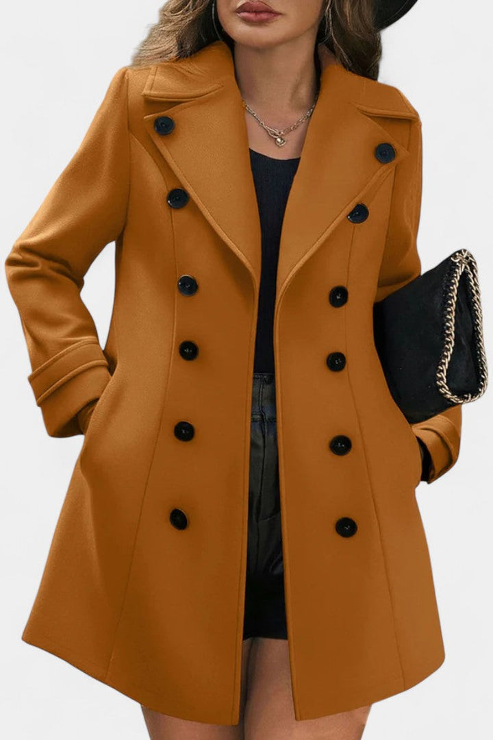 Maïlys Notched Collar Open Coat with Decorative Buttons