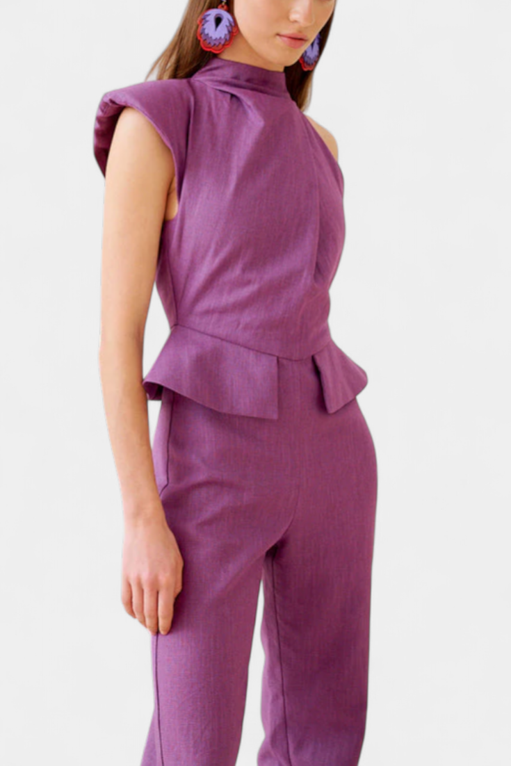 Asymmetrical Linen-Cotton Jumpsuit by Nerida