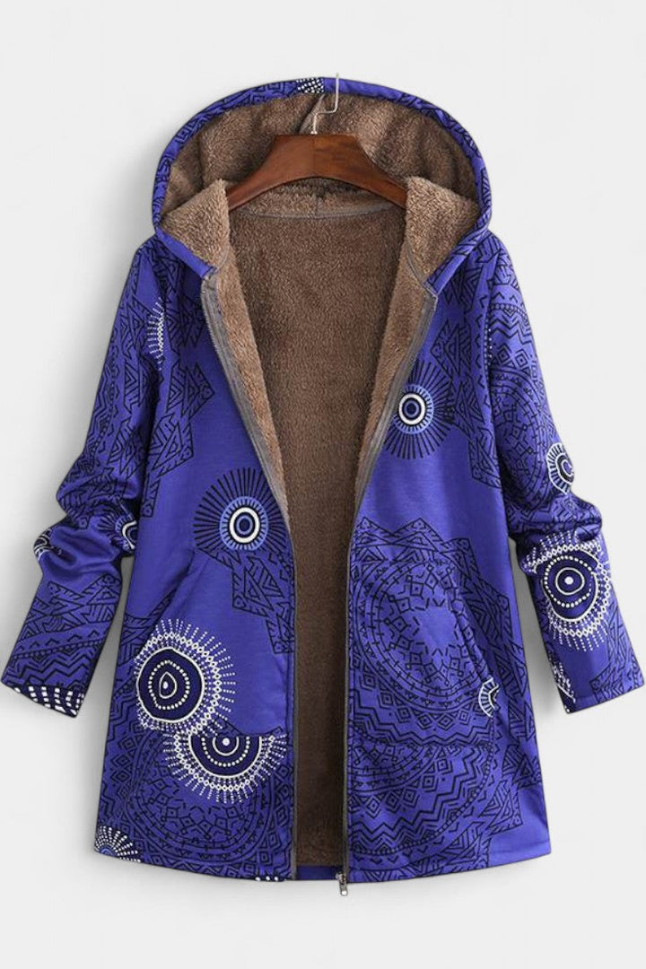 Winter Hooded Coat with April Floral Print