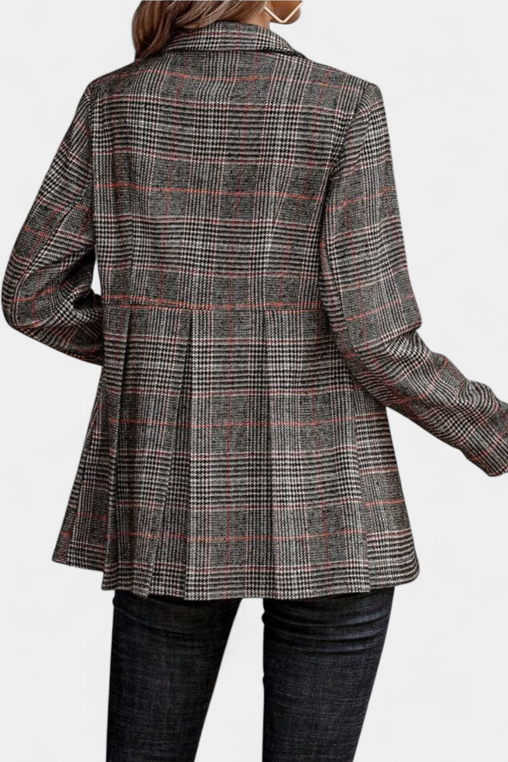 Pleated Peplum Jacket in Calico Print