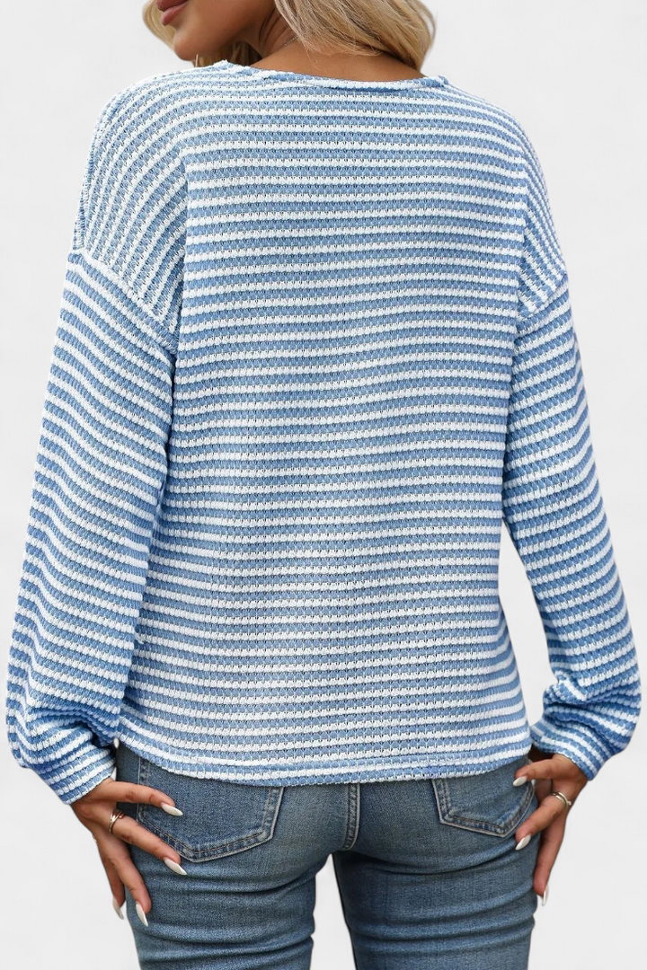 Rumer V-Neck Ribbed Button-Up Top