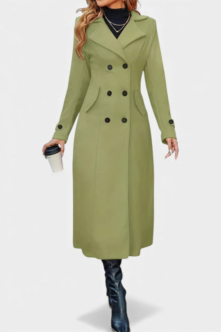 Naïssa Double-Breasted Coat with Long Notched Lapels