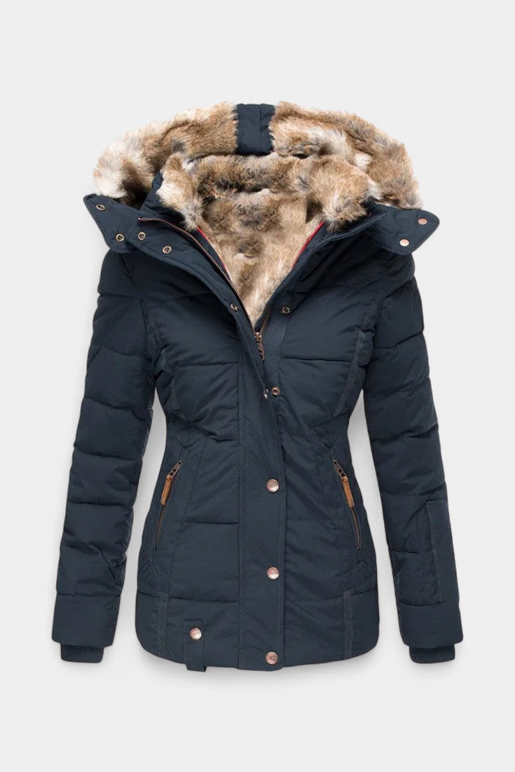 Laurène Hooded Insulated Winter Jacket with Faux Fur Trim