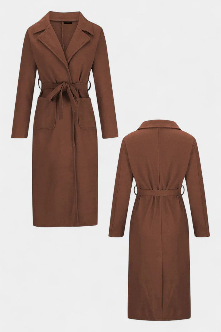 Capucine Belted Coat Featuring Notched Collar and Pockets