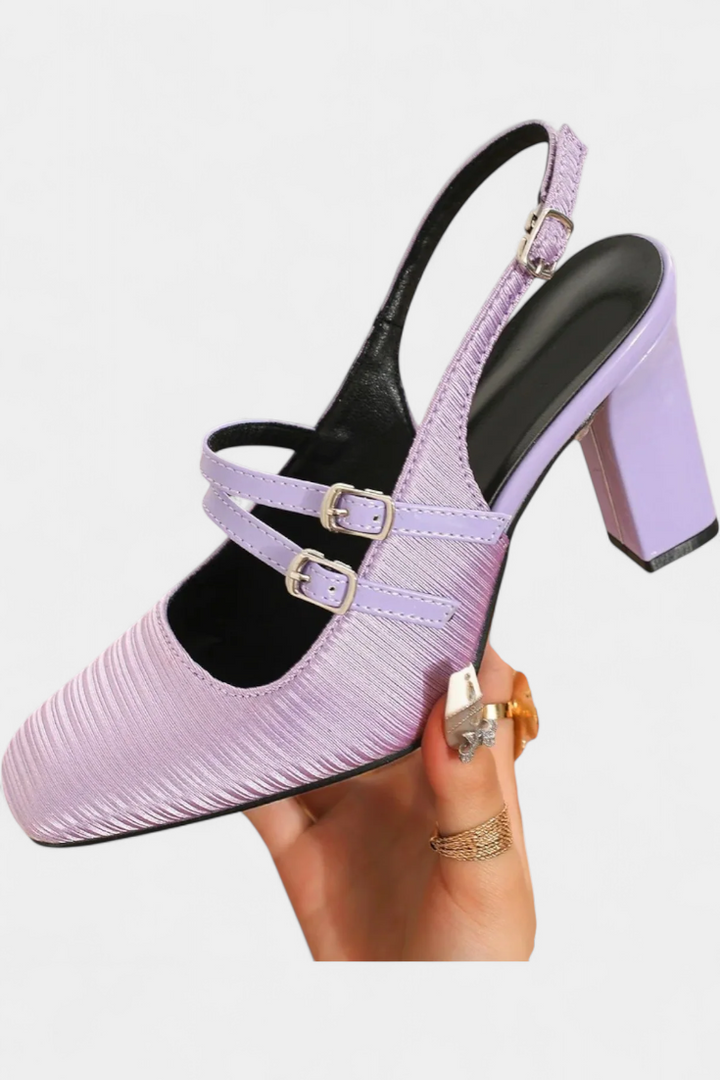 Orlanda Satin Heels with Delicate Straps and Ankle Fastening