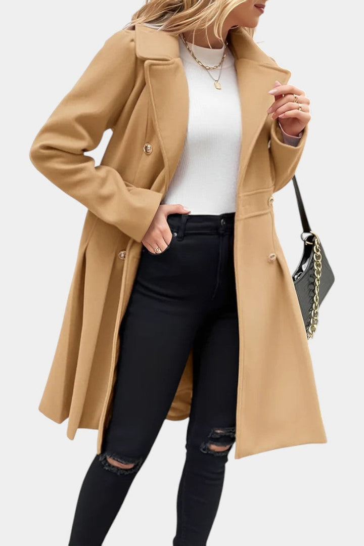 Philia Double-Breasted Flared Pea Coat