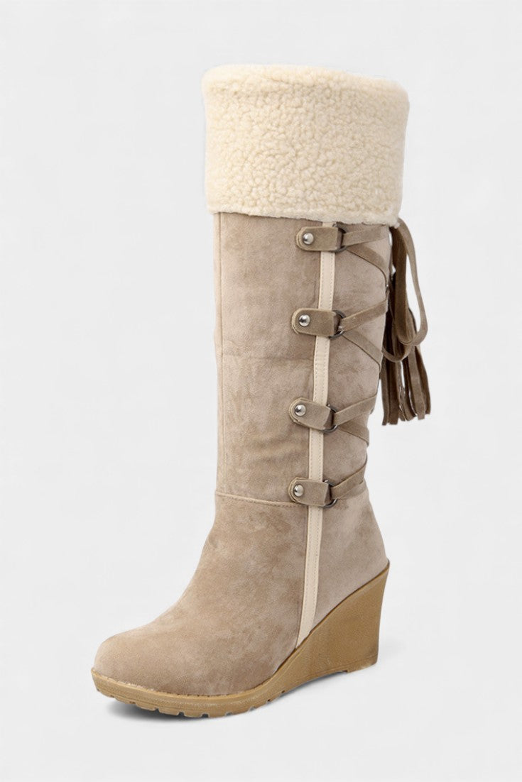 Palmyre Wedge-Heeled Winter Boots with Cozy Fur Lining
