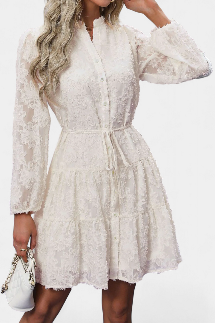 Soreia Textured Long Sleeve Robe with Contemporary Button Closure