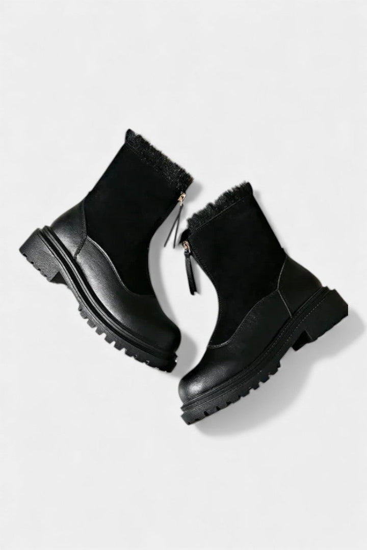 Gertrud Cleated Sole Boots with Faux Fur Trim