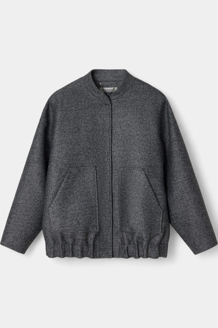 Amandine Short Baseball Jacket with 3D Embroidery and Ribbed Details