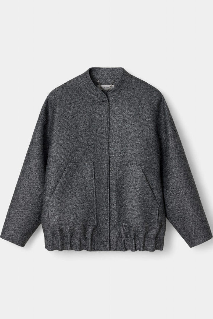 Amandine Short Baseball Jacket with 3D Embroidery and Ribbed Details