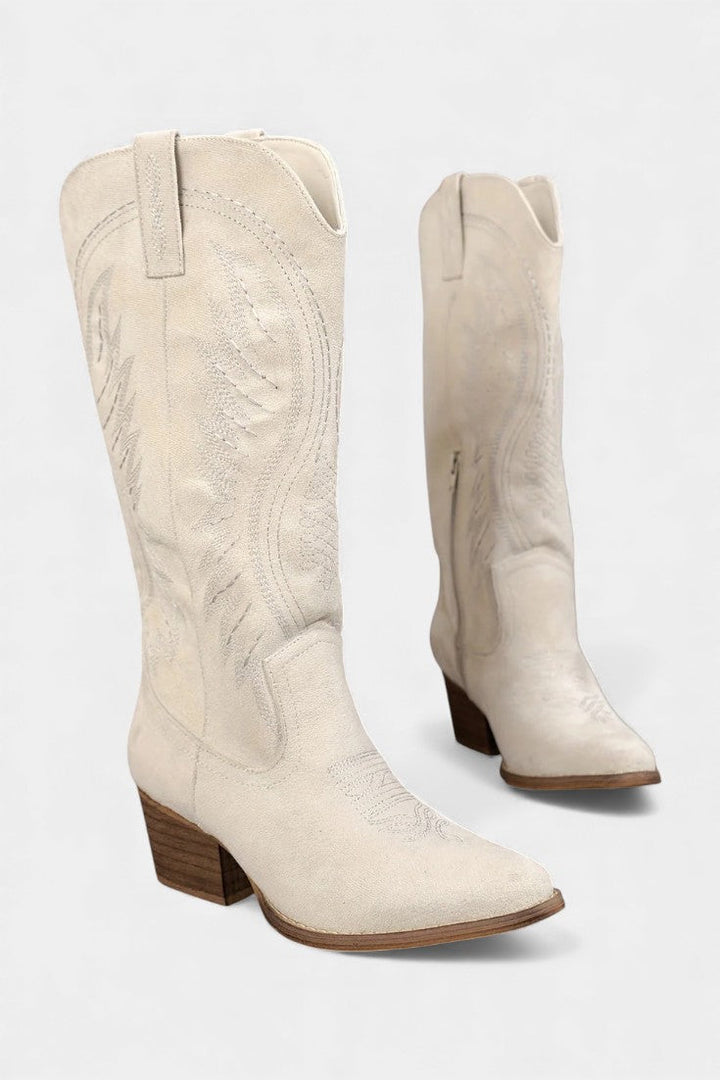 Suede Eusty Cowboy Boots with Block Heel