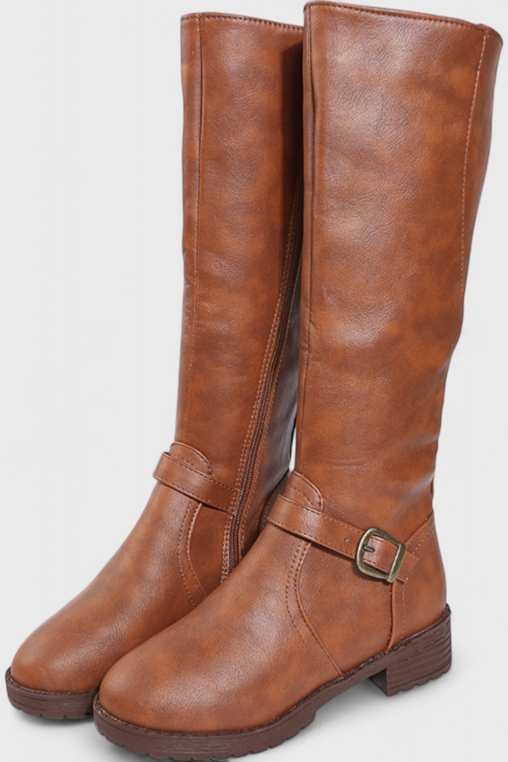 Sienna Buckled High Boots with Zipper