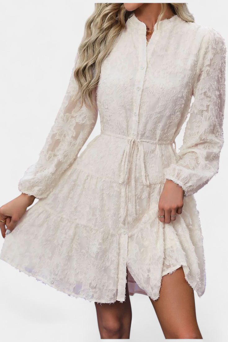 Soreia Textured Long Sleeve Robe with Contemporary Button Closure