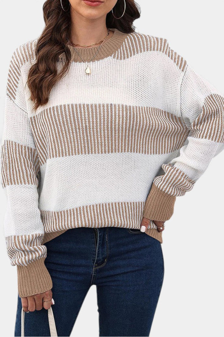 Mirna Extra-Large Striped Knit Sweater