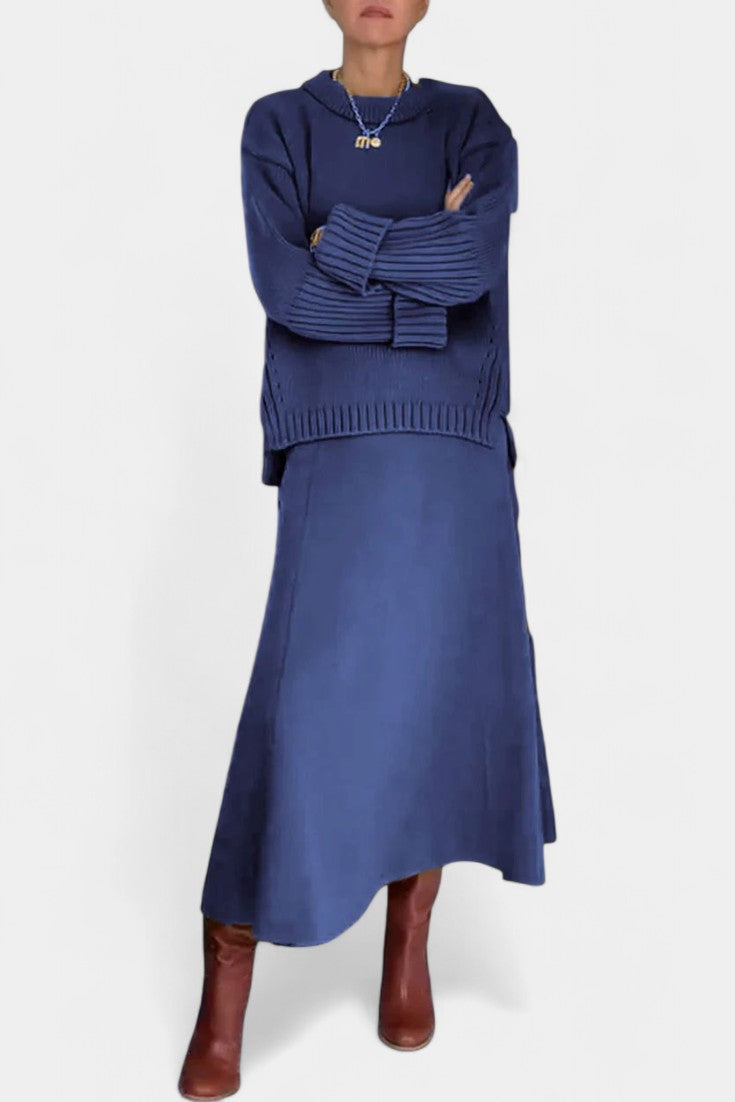 Patricia High Neck Sweater and Ribbed Maxi Skirt Set