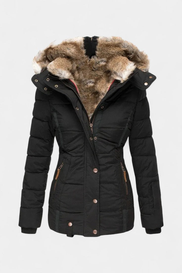 Laurène Hooded Insulated Winter Jacket with Faux Fur Trim