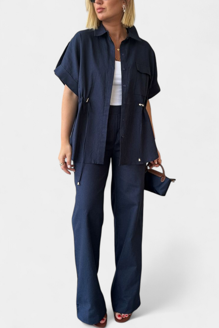 Lani Relaxed Fit Two-Piece Linen and Cotton Set